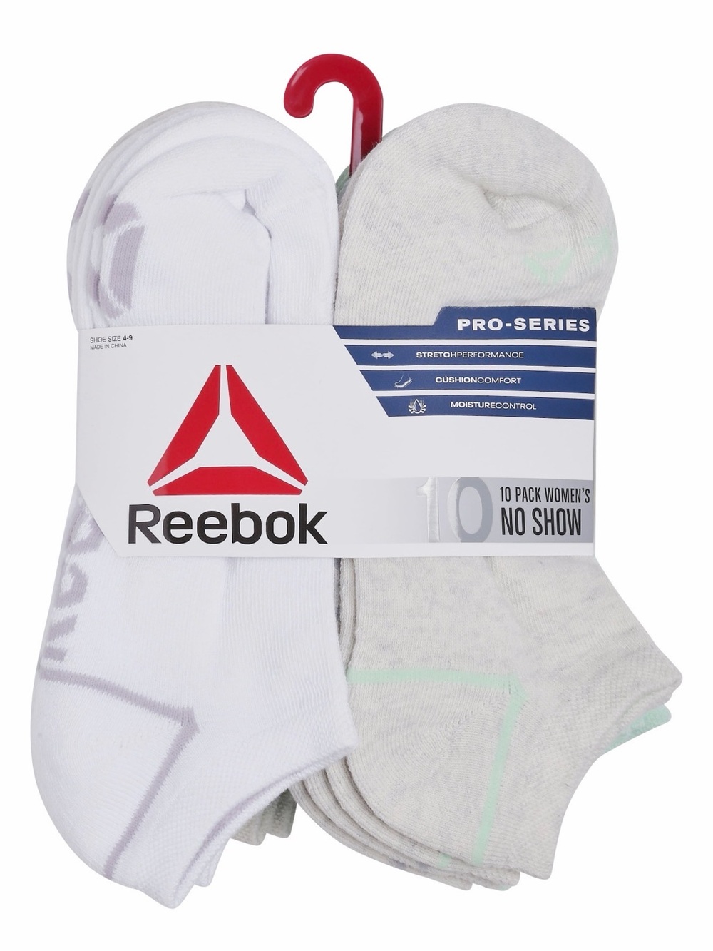 Reebok Women's Pro Series Cushion No Show Socks, 10-Pack